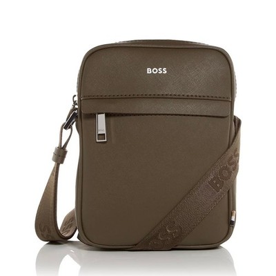 Hugo Boss Men's BOSS Zair Small Crossbody Bag Bonded Leather Zip Top Green