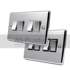10 Amp Light Switch 4 Gang 2 Way Polished Chrome Classic Style