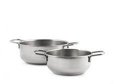 Coppia Casseruole Due Manici, Acciaio Inox, 16Cm, Grigio