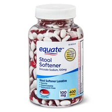 Equate Stool Softener Docusate Sodium Laxative Softgels for Constipation 400 Ct