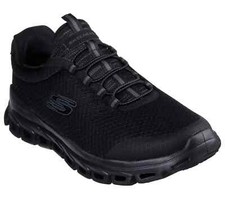 Skechers Sport Glide Black Shoes Men's Memory Foam Soft Mesh Train Bungee 233012