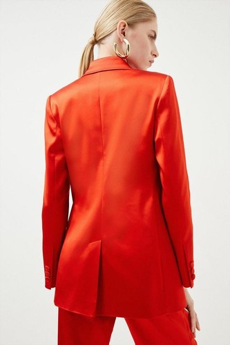 BNWT Karen Millen Italian Structured Satin Double Breasted Jacket Sz:10 RRP:£219 - Picture 5 of 5