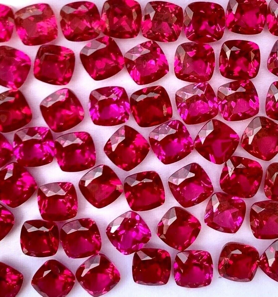Natural Certified 250 Ct Burmese Red Ruby 24-27 Pcs Loose Cushion Gemstone Lot - Image 4 of 4
