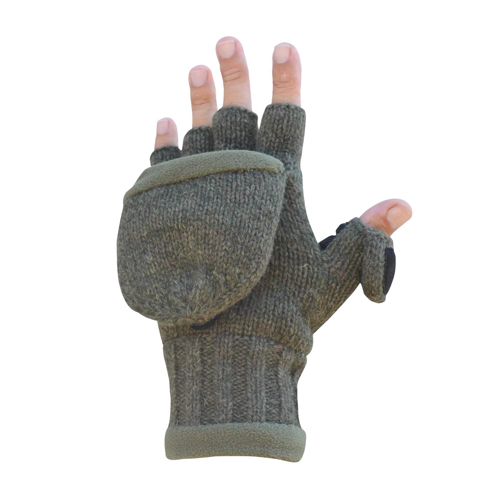 Ragg Wool Heated glove with pop-top mitten