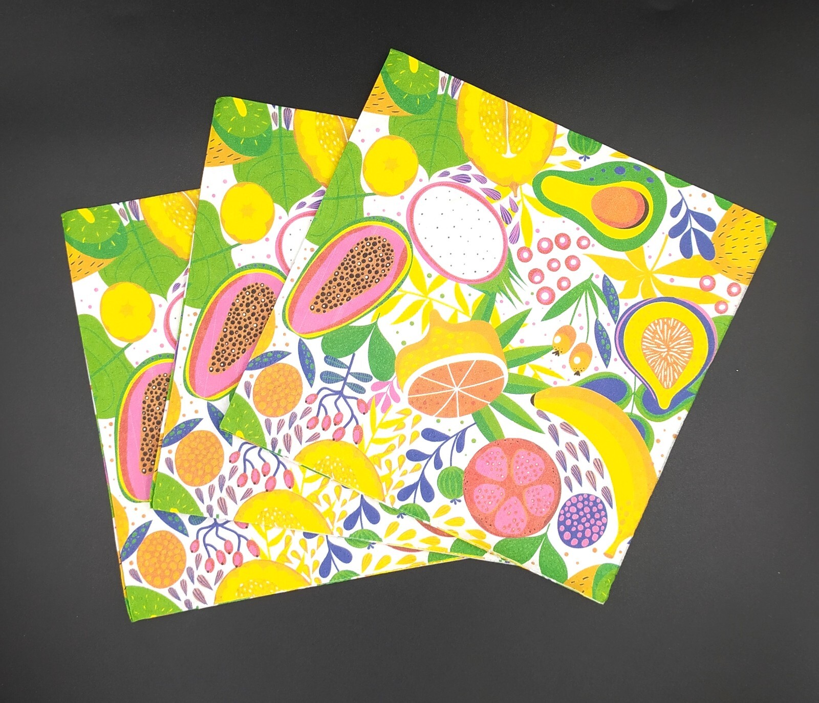 R450 3x Single Paper Napkins For Decoupage Tissue Various Exotic