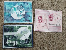 3 Stampin Up Greeting Cards Dragonfly Dreams, Gorgeous Grunge, Friendship
