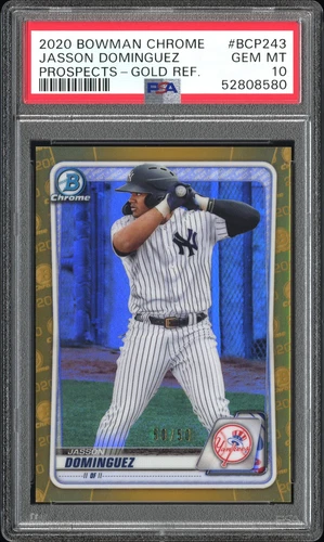 2020 Bowman Chrome Prospects Gold Refractor #BCP-243 Jasson Dominguez PSA 10 /50