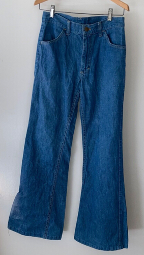 Vintage Lee hoch tailliert blau Jeans Denim ausgestellt Schlaghose 70er 28" x 29" Talon 42
