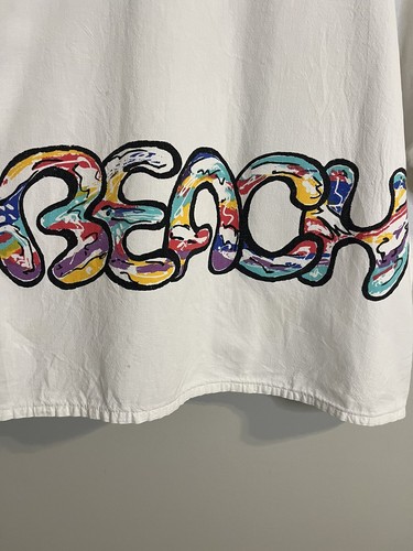 Vintage Suzy Phillips Beach Babe T Shirt 80s 90s Graffiti Print M Boxy White - Picture 4 of 8
