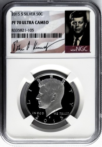 2015 S PROOF SILVER KENNEDY HALF DOLLAR 50C NGC PF70 SIGNATURE PORTRAIT LABEL