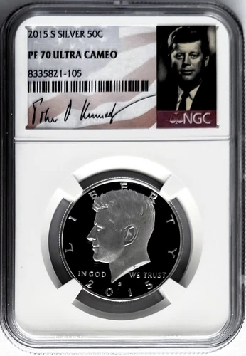 2015 S PROOF SILVER KENNEDY HALF DOLLAR 50C NGC PF70 SIGNATURE PORTRAIT LABEL