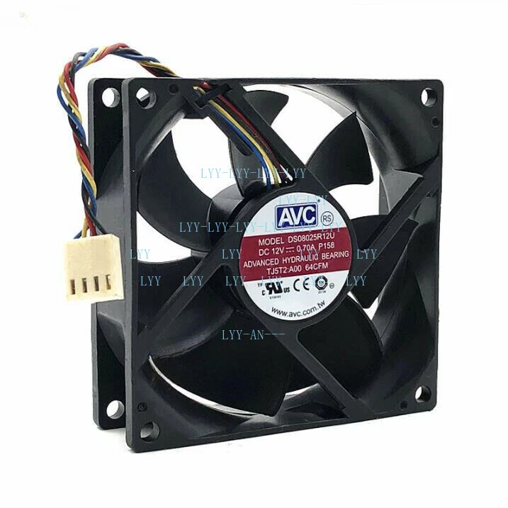 AVC Fan DS08025R12U DC12V 0.7A 80*80*25MM 4pin For CPU /Case/ Server Cooling Fan - Image 3 of 3