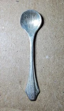 Vintage Antique Sterling Silver Scallop Condiment Mustard Miniature Spoon 2"