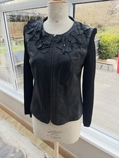 Peter Nygard Black Leather Sweater Jacket Size Small