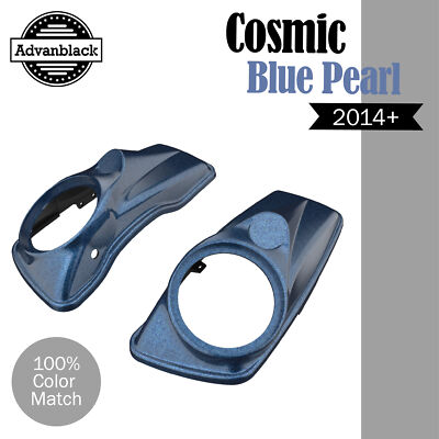 For Harley Touring 14+ Advanblack 8'' Saddlebag Speaker Lids COSMIC BLUE PEARL