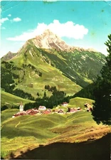 Bird's Eye View of Houses And Mountains, Warth, Vorarlberg, Austria Postcard