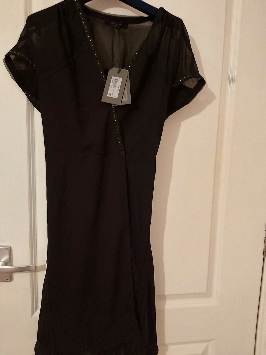 BNWT ALL SAINTS this trendy Black Stud Claria Dress in wrap Size XS  RRP£168.00