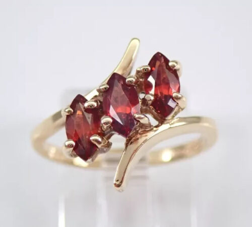 2Ct Marquise Lab-Created Garnet Vintage Engagement Ring 14K Yellow Gold Plated - Picture 1 of 8