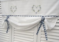 Raff Gardine HEART KARO Roll 100x80 Landhaus Offwhite weiß Shabby Chic