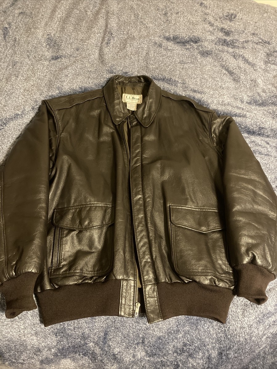 Vintage Mens LL Bean Leather Bomber Jacket XL Tall - USA Vintage Mens LL Bean Leather Bomber Jacket XL Tall - USA