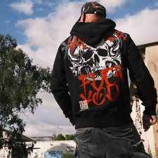 Neuer Yakuza Herren Horned FU Kapuzenpullover B-WARE - Schwarz