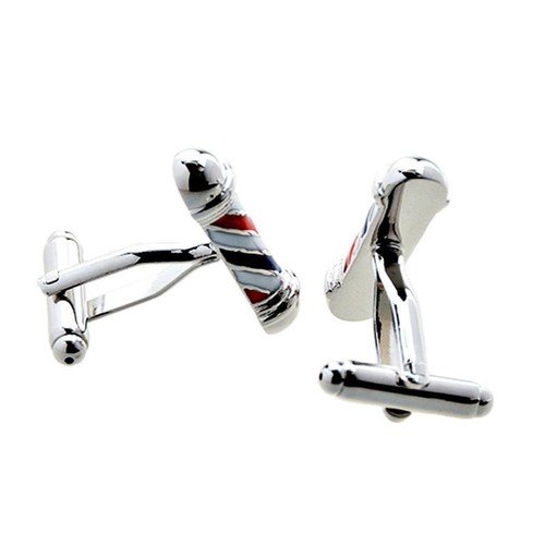 BARBER SHOP POLE CUFFLINKS Classic Hair Stylist Hairdresser w GIFT BAG Wedding - Picture 3 of 3