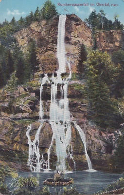 1913 AK Deutsches-Reich Oker Hotel Rokerhalle Villa Helene Romkerwasserfall !! - Bild 1 von 2