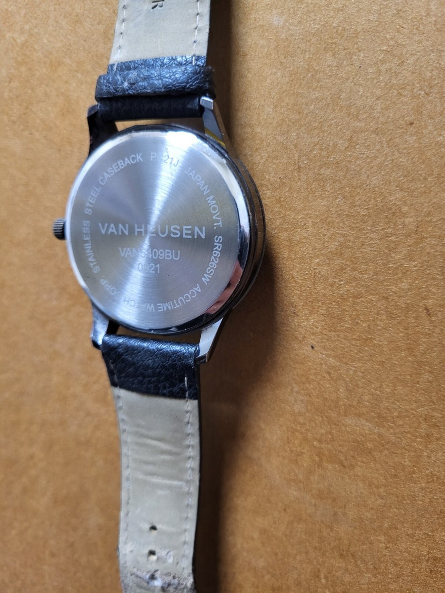 Van Heusen Mens Luxury Black Diamond Watch Simulated Leather Van Heusen Mens Luxury Black Diamond Watch Simulated Leather