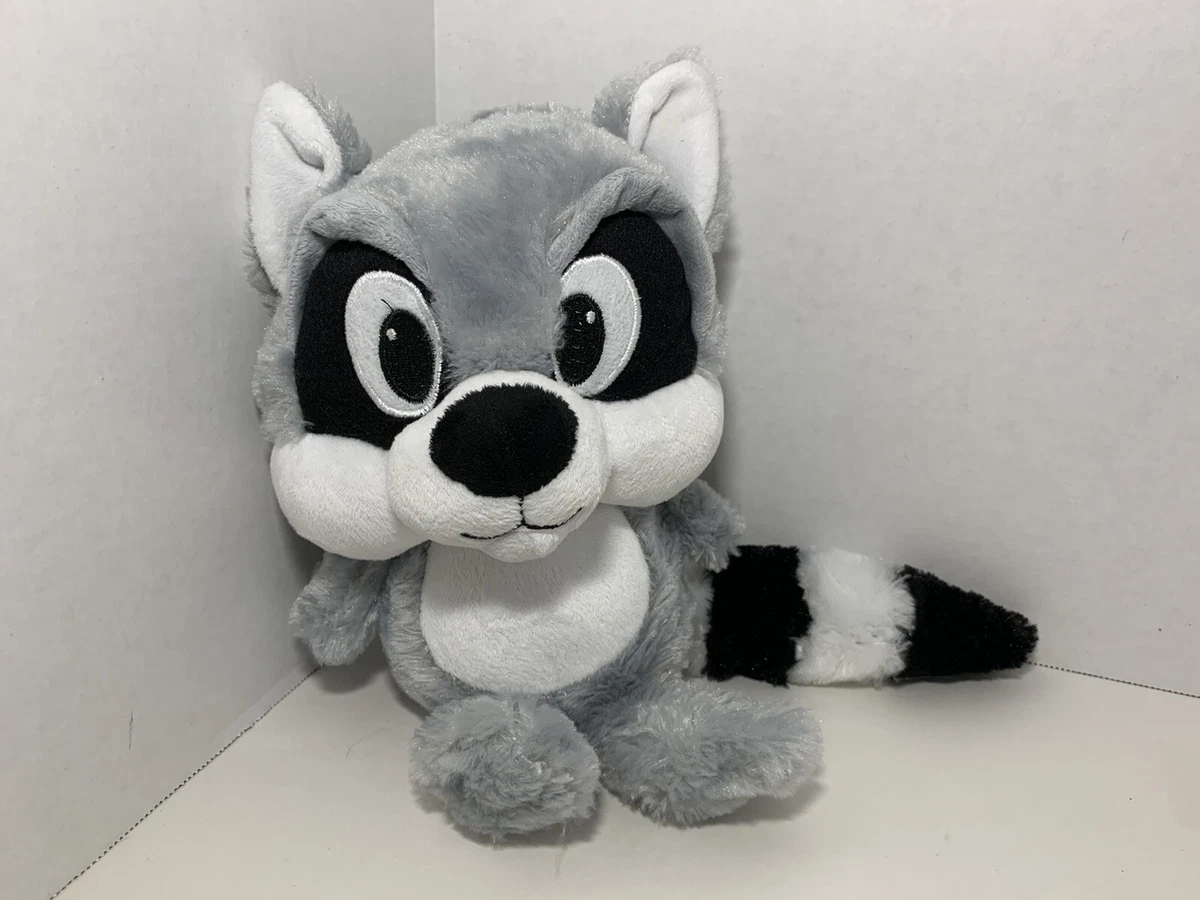 B.J. Toy Company raccoon plush long tail 2016 gray black white