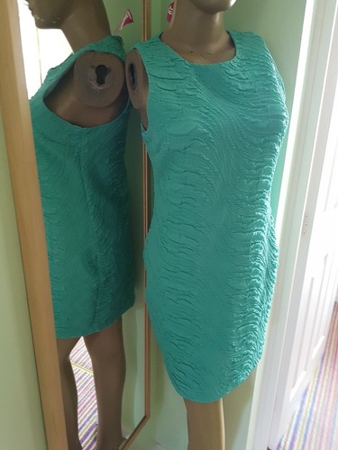 BRAND NEW ASOS CRINKLE GREEN 60S STYLE MINI DRESS SIZE 14 BNWT - Picture 2 of 6