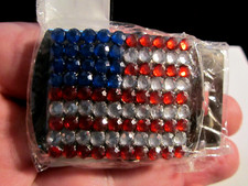 NEW AMERICAN FLAG COLOR CRYSTAL BELT BUCKLE 2" X 1 1/2" FITS UP TO 1 1/2" BELT