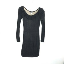 Venus Women's Black Knit Sweater Dress Size XS Long Sleeve Ruffle Neck BXK