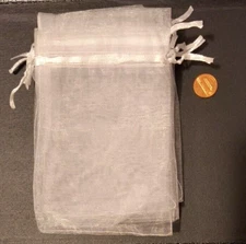 New 20-Pk White Sheer Organza Gift Bags Draw String Party Holidays Christmas
