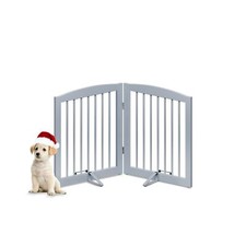 PUPETPO Freestanding Pet Gate for Dogs, Foldable Wooden Dog Gate for House, I...