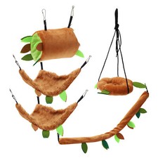 Hamster Hammock Rat Hammock Hideout Tunnel Swing Rodent Hammock Brown 5 Pcs
