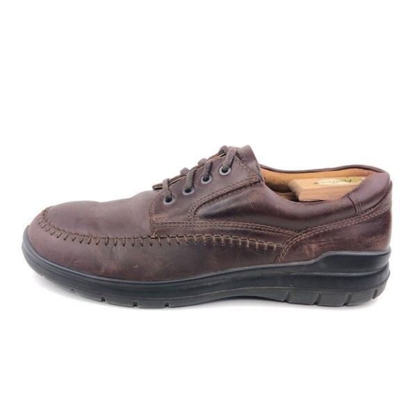 Ecco Fusion II Brown Leather Tie Moc Toe Casual Oxfords EUR 45 Mens Size 