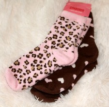 Girls Leopard Print Socks 2-pack GYMBOREE KITTY GLAMOUR Hearts Pink Brown 5-7