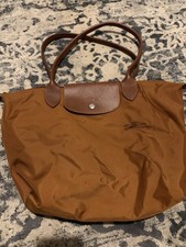 Longchamp Logo Handbag M Size Women's LE PLIAGE Light Brown / Dark Brown NWOT