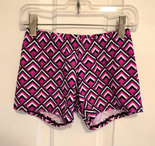Motionwear Dance Shorts Pink/Blk/Wht Geometric Print Adult Small Fits L Child