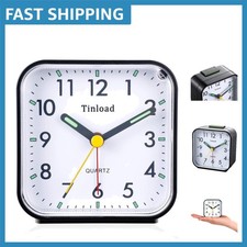 Small Battery Operated Analog Alarm Clock Silent with Snooze  Light Feature