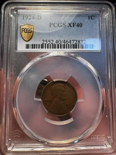 1924 D Lincoln Cent Penny PCGS XF40