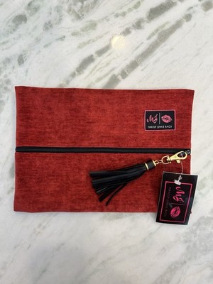 Makeup Junkie Bags Red With Black Vinyl Lining Handmade In Texas