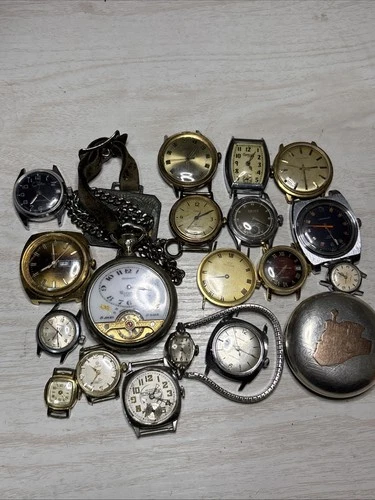 PARTS OR REPAIR Vintage Watch Lot 18 Watches AS IS Glycine Gruen Timex Caravelle