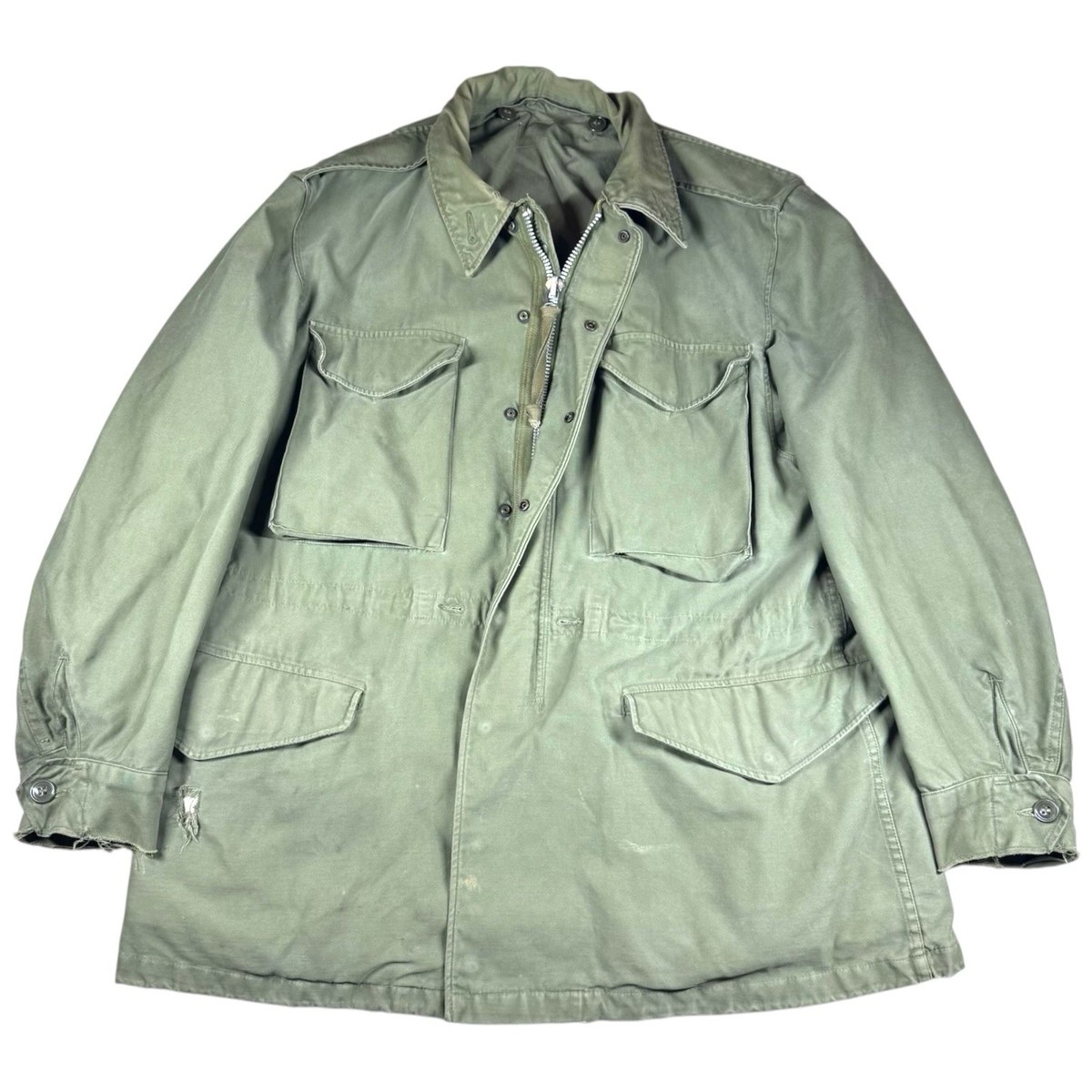 Vintage 1950s M51 Field Jacket Korean Vietnam War Green Army Coat