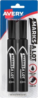 Avery  Permanent Markers, Regular Desk-Style Size, Chisel Tip, Water and Wear