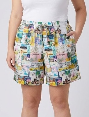 NWT Disney womens shorts different Eras of advertising from Disneyland parks 2XL