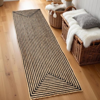 Jute Rug Hand Braided Reversible Area Rug Modern  Handwoven Runner Boho Carpet