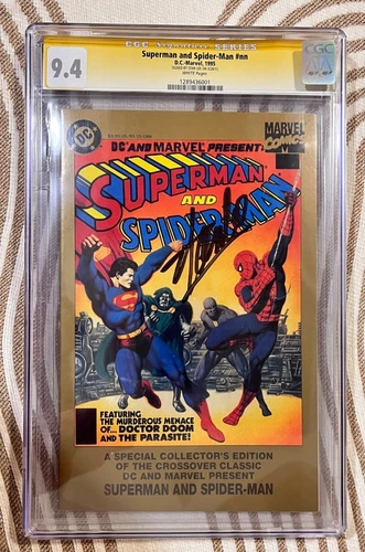 Superman and Spiderman Marvel vs DC CGC Stan Lee Signed Treasury Collector Rare
