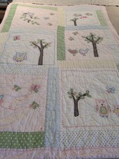 Pottery Barn Kids Hayley Crib Quilt Coverlet Retired Pattern Pink Girls Owl Bird
