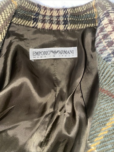 Abrigo deportivo vintage Emporio Armani para hombre lana a cuadros tres botones - Imagen 6 de 12